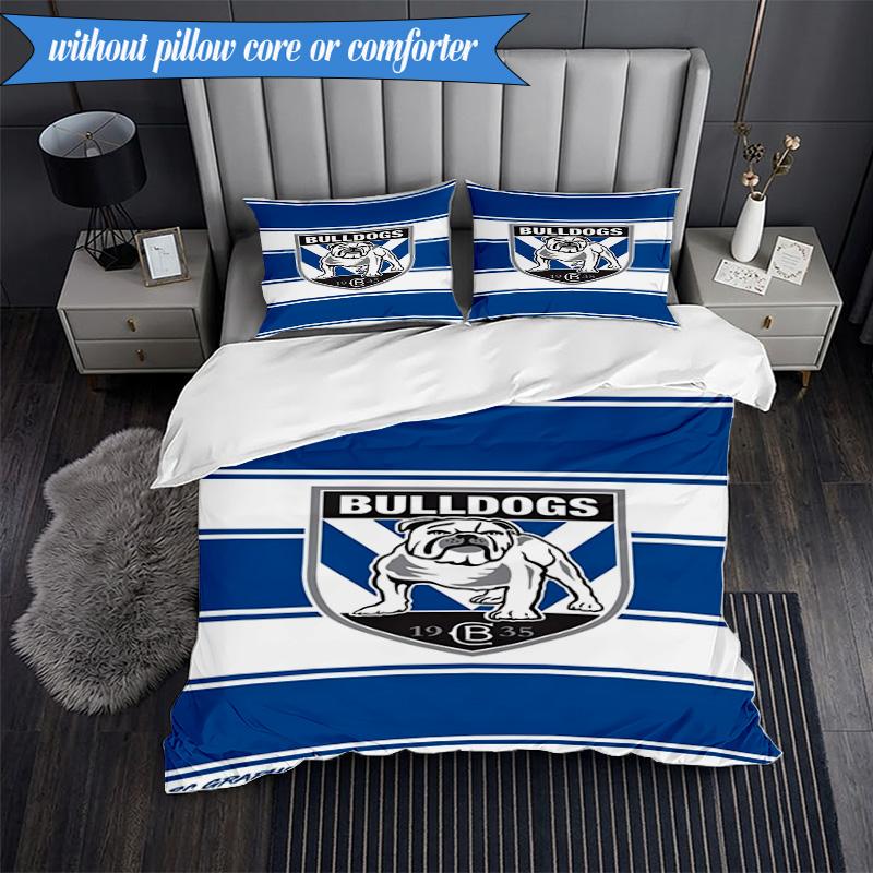3PCS Bulldogs Team Crest Design Bedding Set 2D Printing (Includes 1 Duvet Cover + 2 Pillowcases Coreless), Bedroom decor,Fan gift