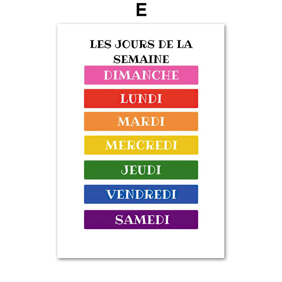 French Language Posters And Prints Educational Alphabet Nursery Wall Art Canvas Painting Wall Pictures Baby Kids Classroom Decor