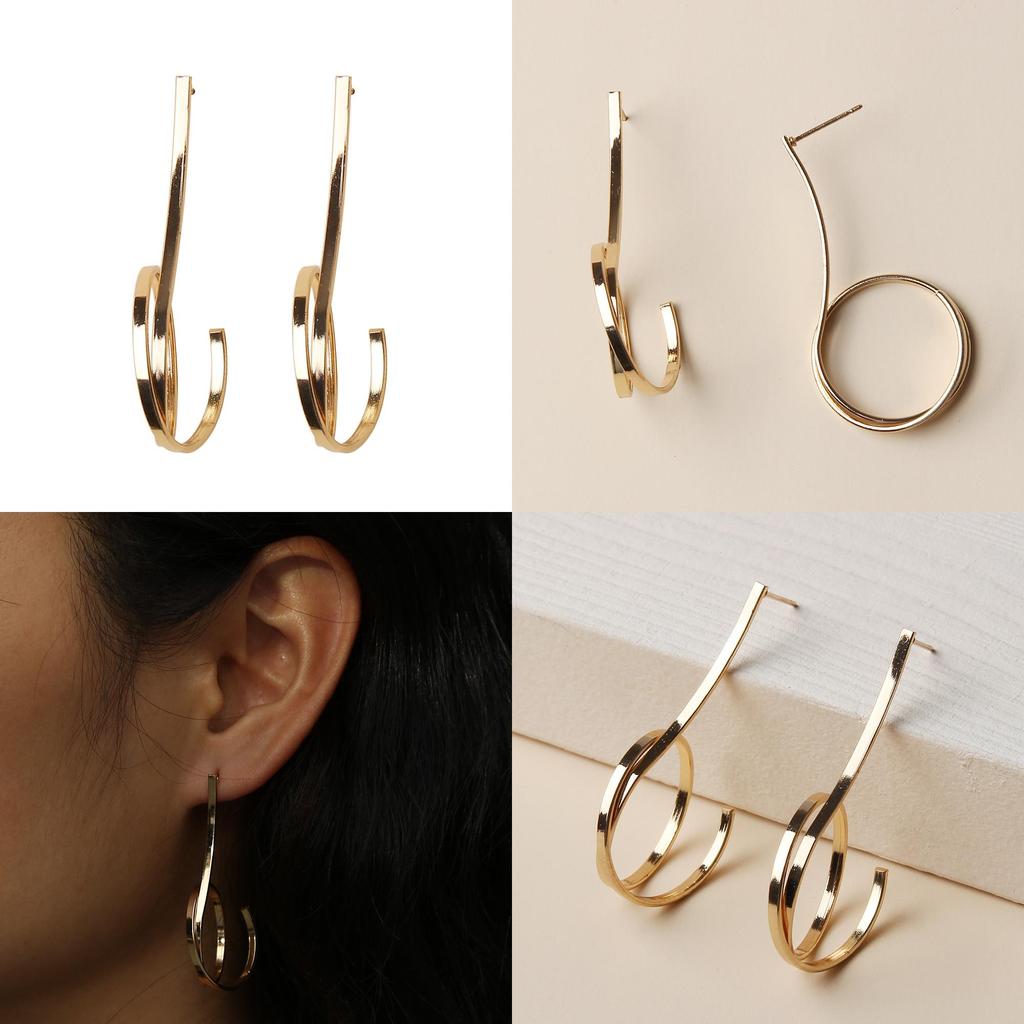 Metal Alloy Circle Earrings For Women Fashionable Geometric Design Gift For Occasions