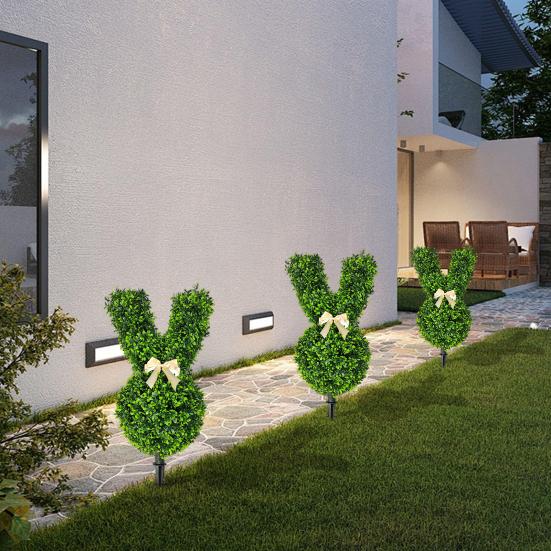 Искусственное растение-кролик, топиарий, 55 см, зеленое пасхальное дерево-кролик, искусственные кустовые растения с шипом для домашнего двора, газона, пасхальное украшение