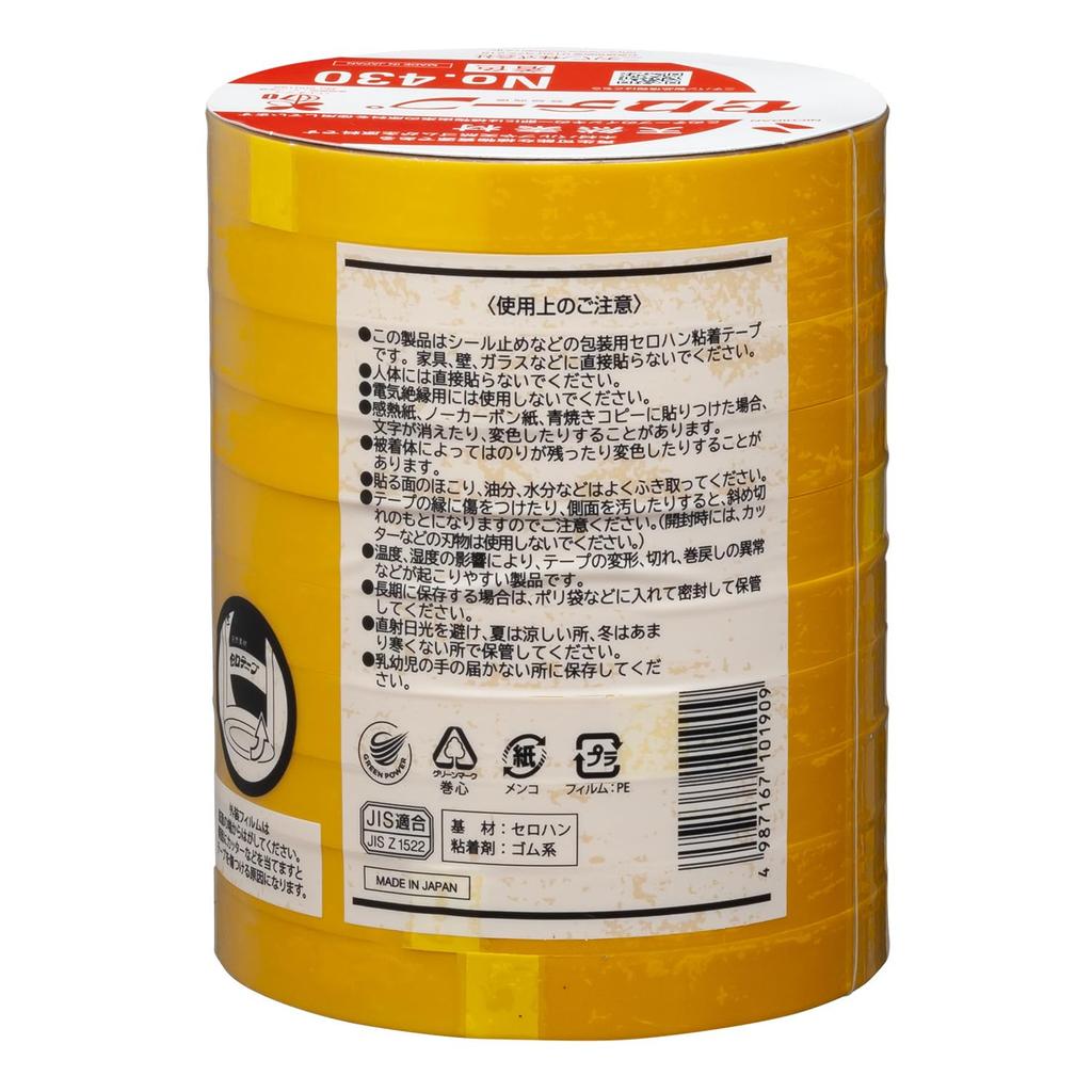 Nichiban Cellotape Большой Цветной 10 12мм х №. 430, Рулон, Желтый, Рулоны, 35м, CT4302-12