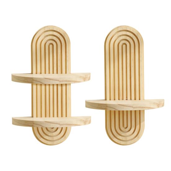 Овальная спиральная настенная плавающая полка Богема Фермерский дом Рустик Деревянная настенная полка для демонстрации Декорация Гостиная Спальня Ванная комната Стеллаж для хранения