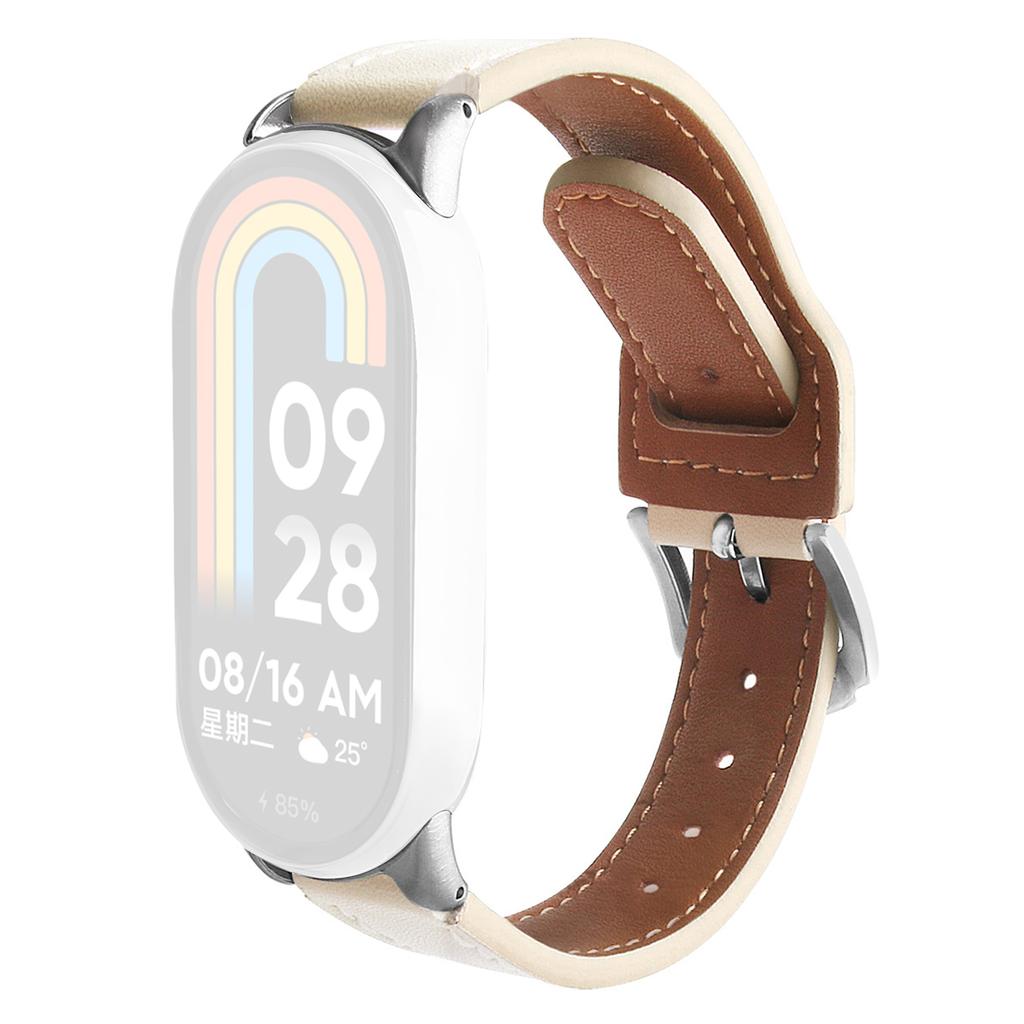 Ремешок для часов Xiaomi Smart Band 9 NFC/9/8 NFC/8 из микрофибры с кожаным ремешком и серебряной пряжкой