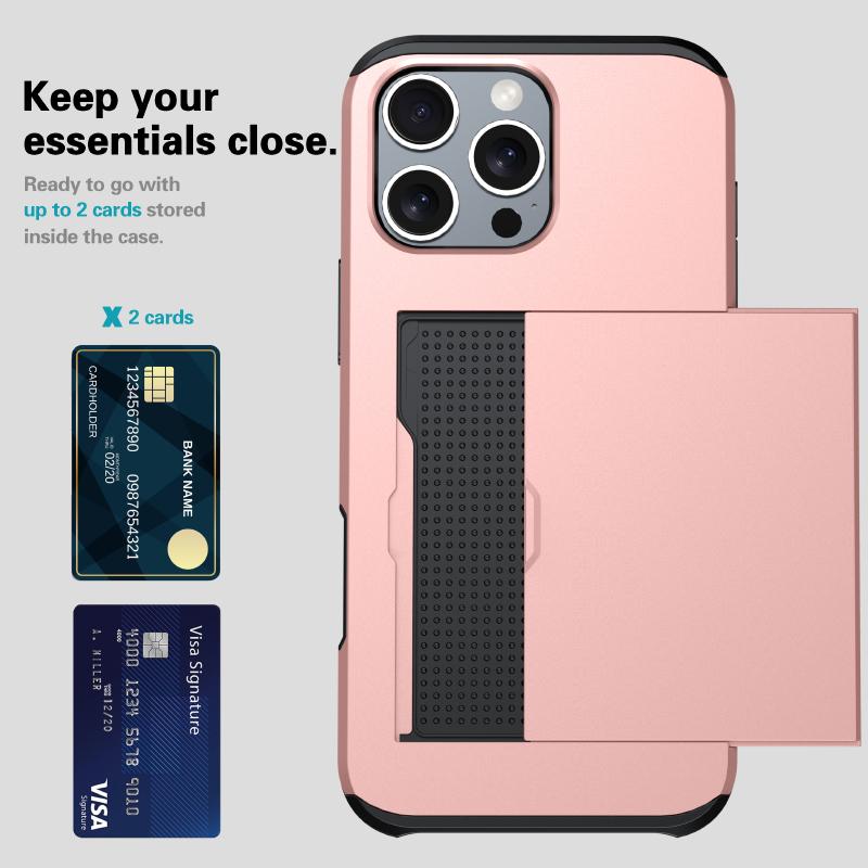 Кошелек Push Pull Слот для карт Роскошный однотонный чехол для телефона для iPhone 16 Pro Max E 14 11 12 13 15 Pro Max Mini Бампер Задняя крышка