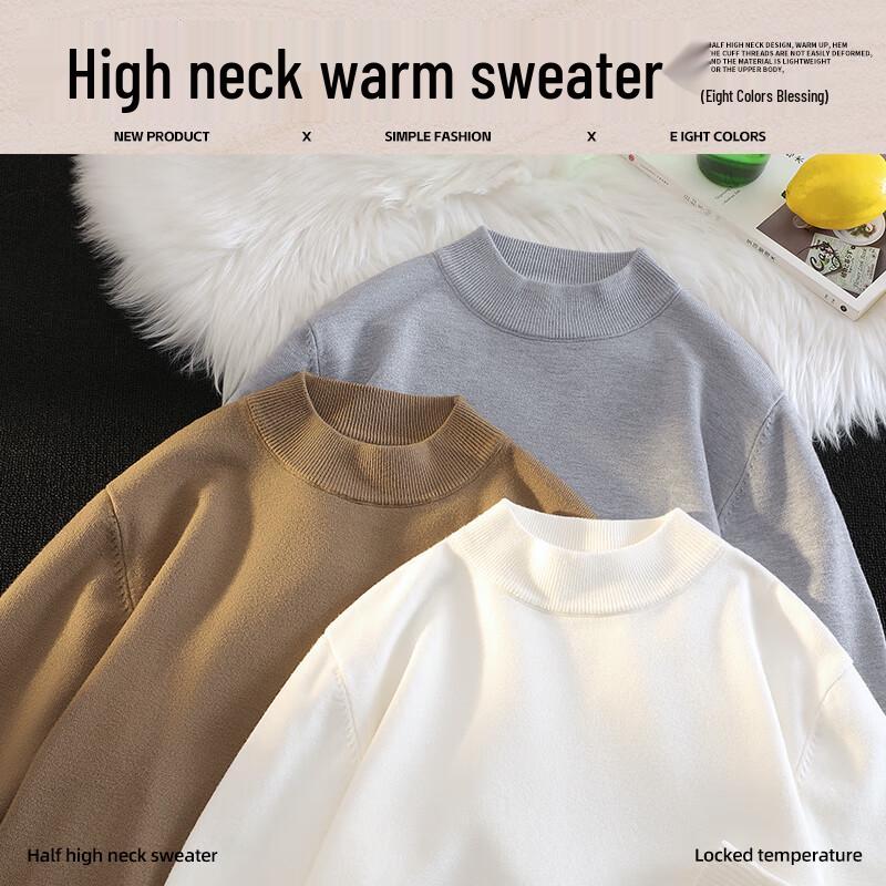 MINISO Мужской американский ретро плюшевый свитер с воротником-стойкой