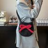 2025 new bag Macaron plush oval cute little crossbody shoulder backpack bow mobile phone bag