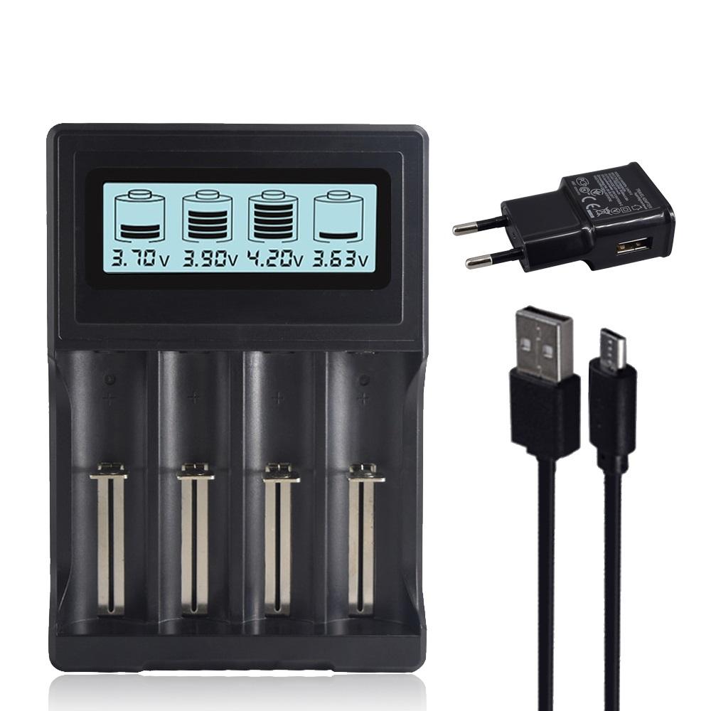 PALO 18650 Зарядка аккумулятора Smart LCD, Micro USB, поддержка гибридной зарядки для литий-ионного аккумулятора 3,7 В 18650 26650 22650 18500 17500 14500 16340