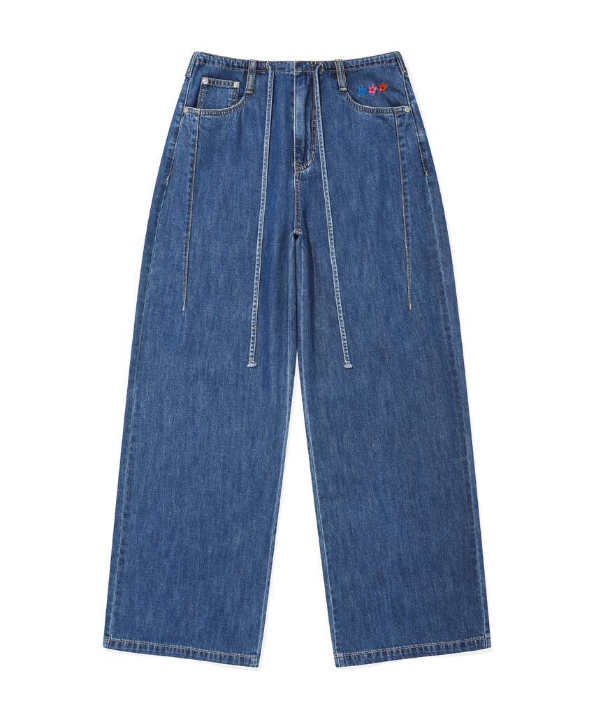 WACKY WILLY Women'S Wide Fit Easy Denim Pants Blue