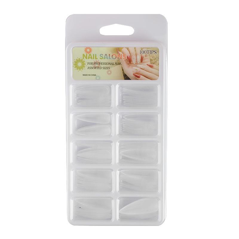 Ультратонкие матовые типсы двойного назначения - 100 штук трапециевидные и каплевидные для наращивания