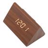 Wood Digital Alarm Clock Triangle Modern Simple Design Portable Wooden LED Clock for Home Office Travel