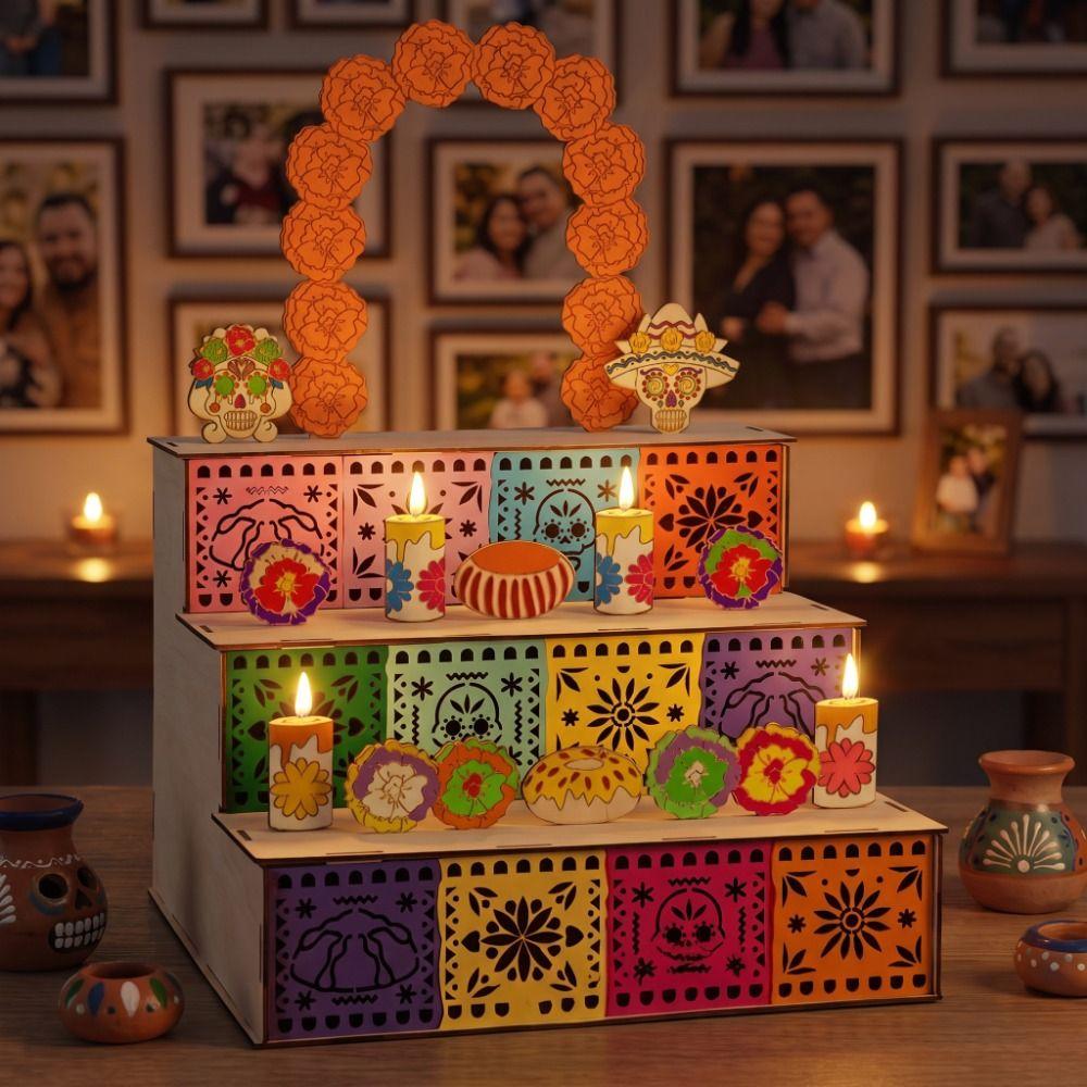 Wooden Mexican Dead Shadow Box DIY Mexican Fiesta Party Decor Ancestor Memorial