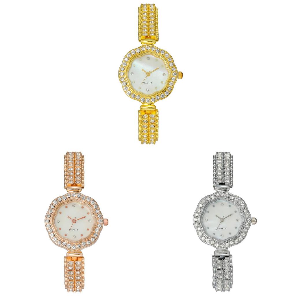 Womens Jewelry Style Metal Watch With Quartz Core And Flower Dial Design