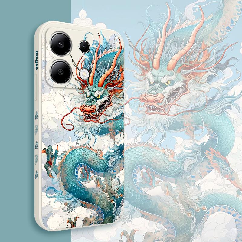 Чехол для телефона Голубой Дракон для Xiaomi Redmi Note 13 12 12S 11 11S 10 10S 9 9S Pro Plus 4G 5G Жидкий Силиконовый Чехол
