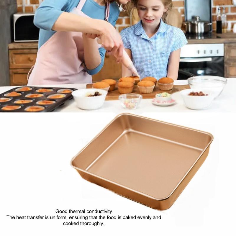 Nonstick Gold Rectangular Baking Pan Multisize Molder Bakeware Cake Brownie Large Rectangle Baking Tray Set