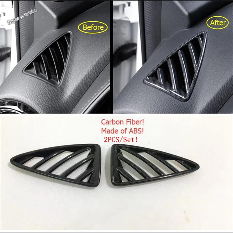 Carbon Fiber Texture Interior Modified Accessories Parts Air Condition AC Vent Outlet Cover Trim For Mazda 2 Demio 2015 -