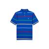 Polo Logo Embroidered Striped Straight Fit Short Sleeve Polo Shirt Men Tops Blue 710926410-001