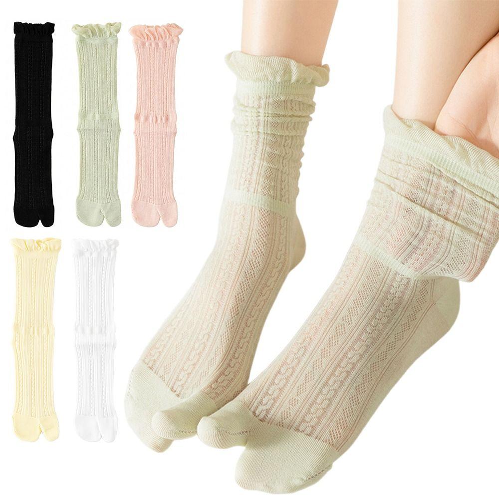 1Pair Thin Split Toe Socks Soft Breathable Mesh Socks Harajuku Style Japanese Tabi Sox Summer Woman
