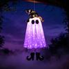 Eco Friendly Halloween Ornaments Hanging Ghost Decoration with Witch Hat And Leg, LED Lighted Spooky Whimsical Outdoor Figures Floating for