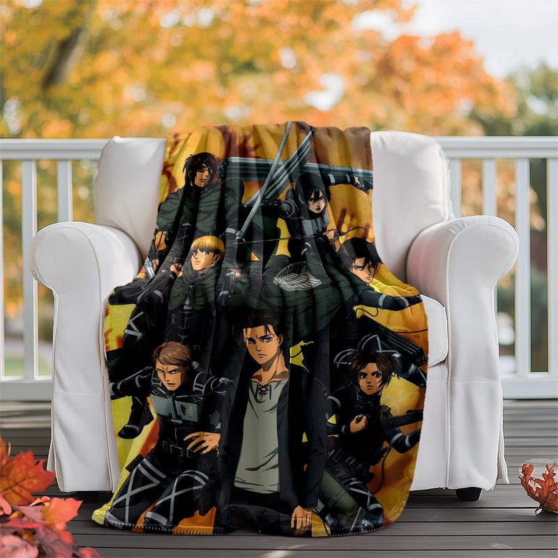 Attack on Titan Flannel Blanket Soft Warm All-Season Throw, Design for Camping, Car Travel, Hiking Sofa, Bed, Office Perfect Gift for Parties