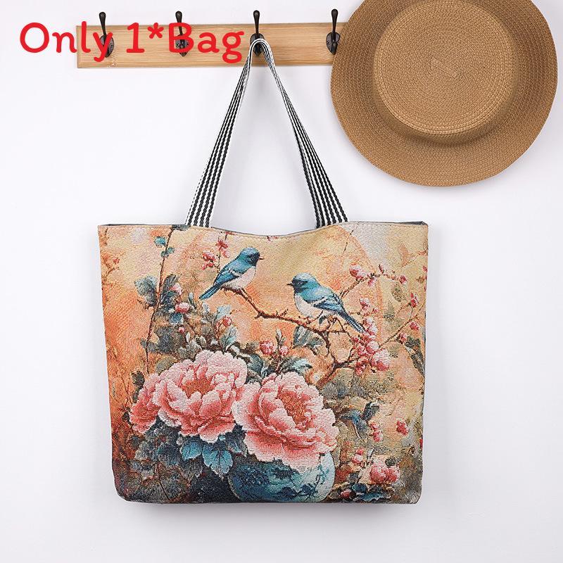 Canvas Butterfly Elephant Cat Tote Bag For Women With Sewn Details For Daily Use
