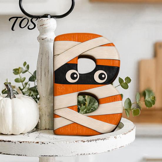 Freestanding Boo Wood Decor Halloween Wooden BOO Decoration for Tiered Trays, Creative Tray Solid Tabletop Centerpieces Party Rustic Letter Set