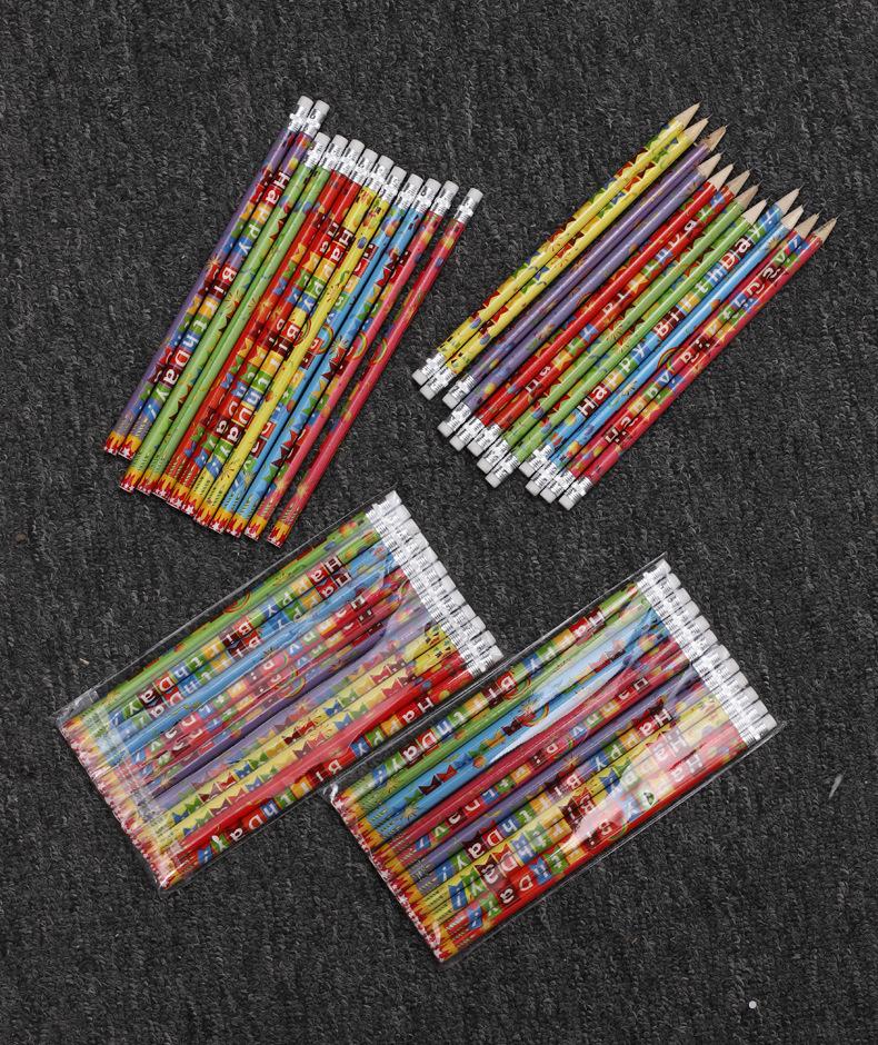 24Pcs Colorful Happy Birthday Theme HB Writing Pencils Stationery for Birthday Party Favors Back To School Pinata Fillers