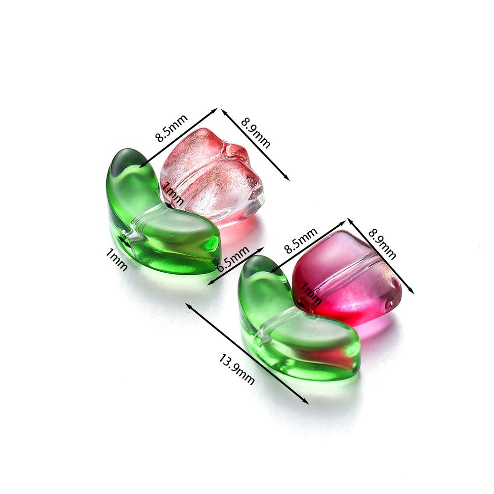 20 комплектов 40 шт. смешанных бусин лэмпворк в виде цветков тюльпана, многоцветные стеклянные бусины в виде флоры, свободные бусины для изготовления браслетов своими руками, аксессуары для изготовления ювелирных изделий