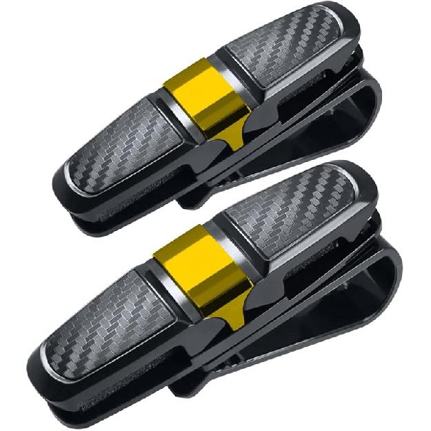 2 Pack Glasses Holders For Car Sun Visor, Sunglasses Eyeglasses Mount With Ticket Card Clip - Black
