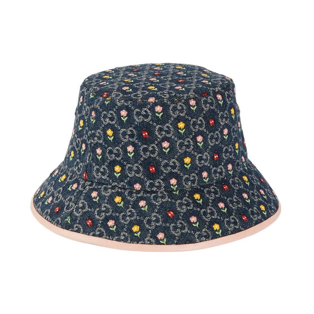 GUCCI Embroidered Flower Denim Bucket Hat (Unisex) Bucket Hats 701697 3HAJC 4472