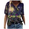 Летний топ с V-образным вырезом и 3D-цветочным принтом, модные повседневные женские футболки с короткими рукавами