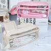 Прозрачный школьный пенал в стиле INS, вместительная пеналка, органайзер для канцелярских принадлежностей, водонепроницаемый, портативный пенал, сумка для хранения карандашей