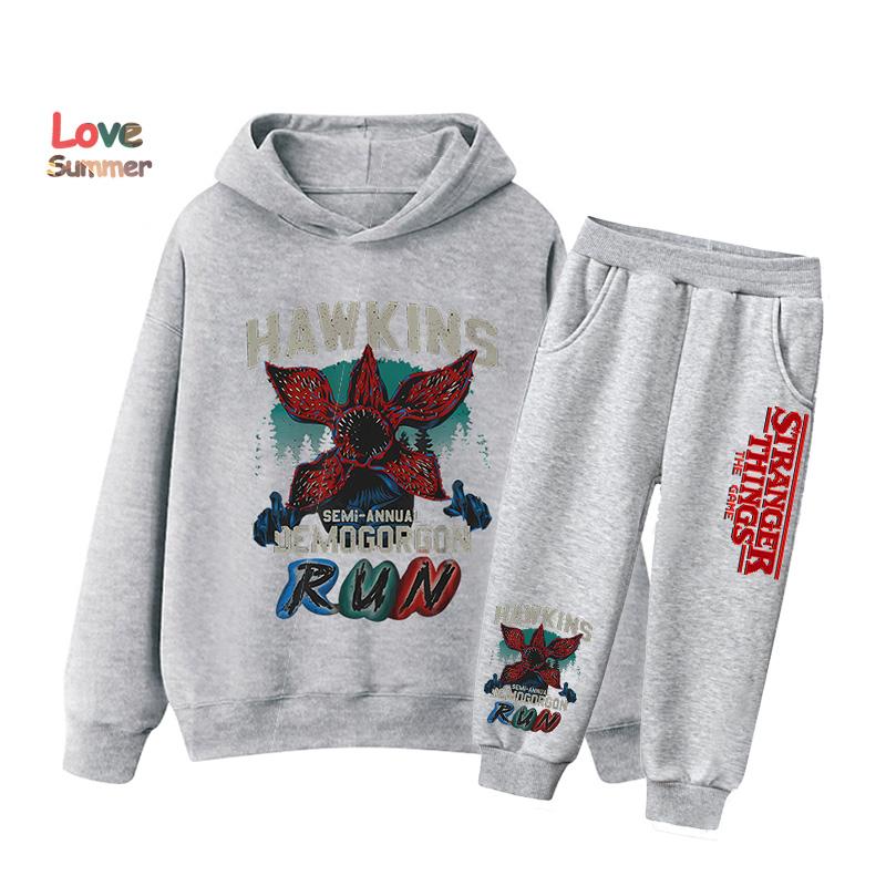 2025 Дешевые Популярные Новинки для Мальчика Девочки Повседневная Одежда Stranger Things Графика Повседневный Стиль Осень Зима Худи Спортивный Костюм