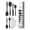 Drongo Jar Scraper Silicone Spatula Set 9 Pieces Black