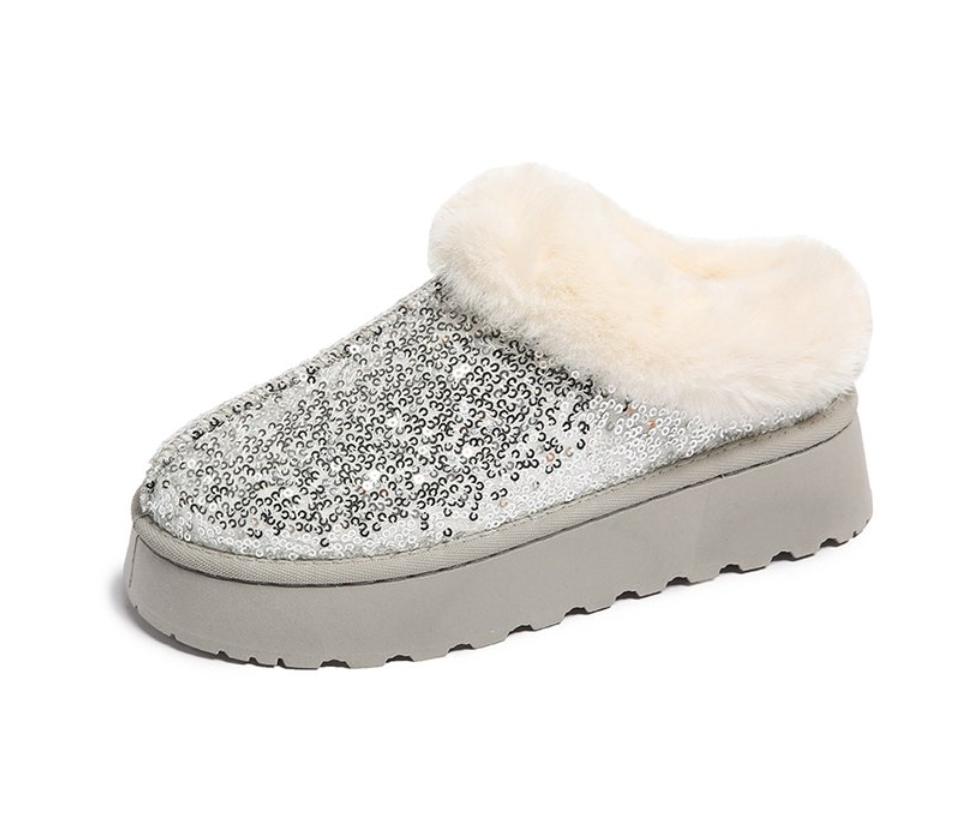 Зимние ботинки для женщин, новинка 2024 года, зимняя кашемировая теплая толстая подошва, без волос, полутапочки на каблуке, хлопковая женская обувь