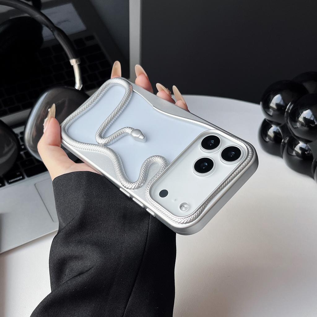 Матовый 3D полый чехол-накладка со змеей для iPhone 17 Air 16 11 12 13 14 15 Pro Max Plus с покрытием, теплоотводящий чехол Funda