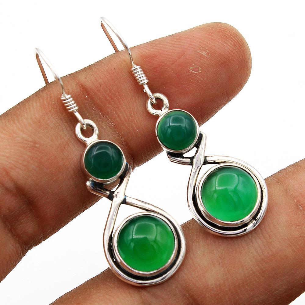 Серьги женские из стерлингового серебра 925 пробы с натуральным лабрадоритом