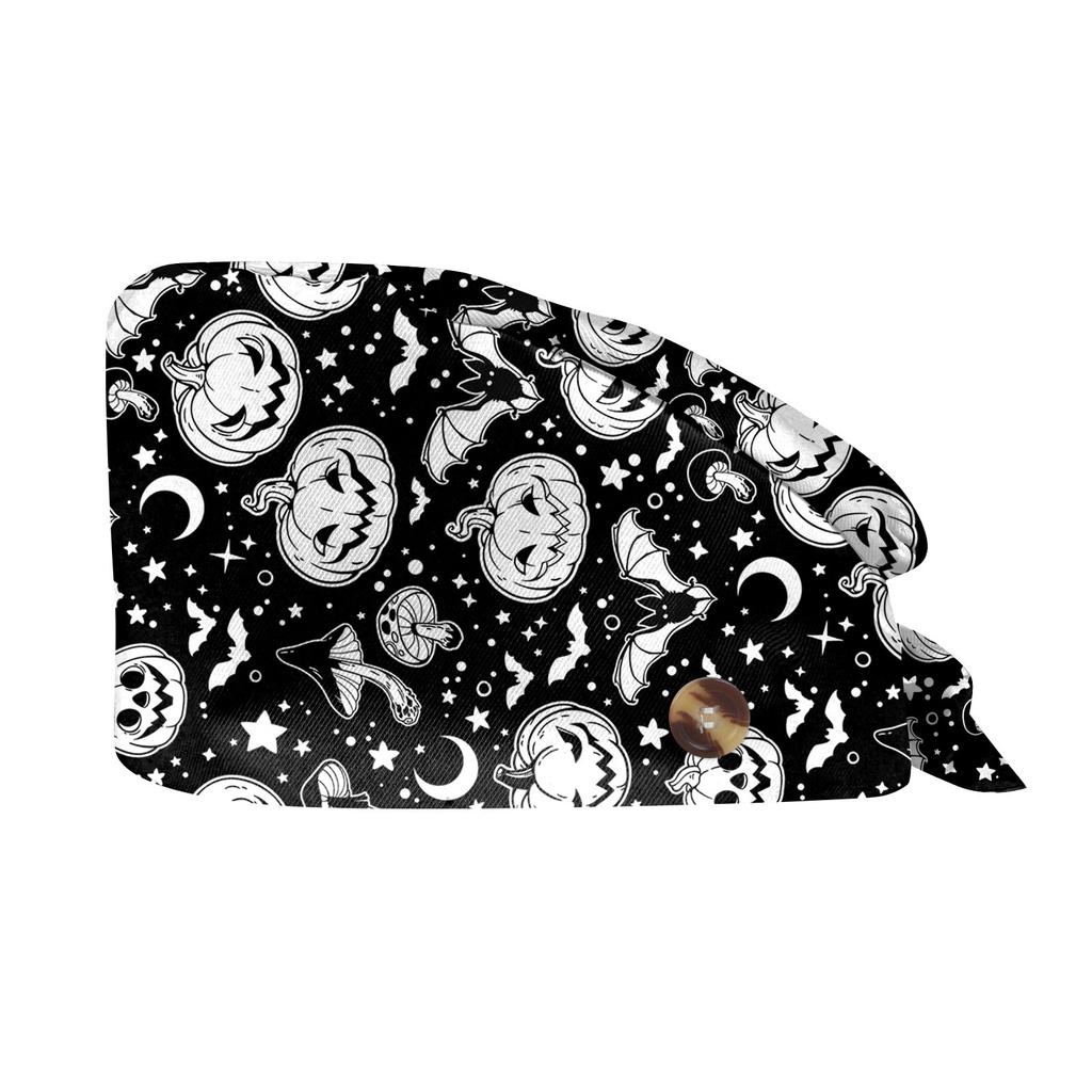 Хэллоуин Тыква Череп Принт Шапки Регулируемая Лабораторная Больничная Рабочая Шапка для Женщин Мужчин Шапочка Скраб Медсестра Медицинские Шапочки Скраб