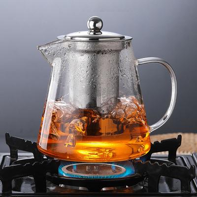 Стеклянный чайник с заварником из нержавеющей стали, термостойкий контейнер, цветочный чайник для чая Пуэр, чайная утварь