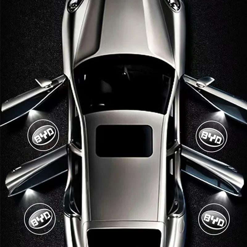 Для BYD Atto 3 Act Tang F3 E6 Yuan Song Plus EV F0 Qin 2 шт. Светодиодная беспроводная лампа приветствия двери автомобиля Проектор Свет Автоаксессуары
