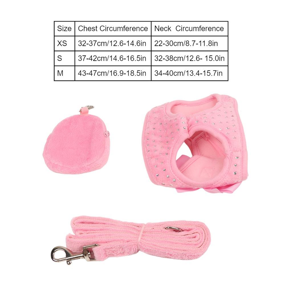 Soft Texture Dog Harness Solid Pink Sturdy Strap Dog Leash Set Flexible Strap Skin Friendly Cat Leash Set Daily Walking