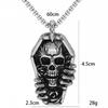 Панк Винтажное ожерелье с черепом Персонализированное ожерелье в виде гроба из нержавеющей стали