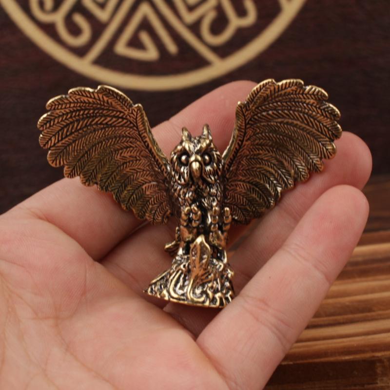 1 шт. Животное Домашнее украшение Сплав Статуэтка совы Миниатюра Чайный питомец Искусство Ремесло Настольная безделушка DIY Аксессуары Подарок