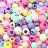 50pcs/lot 10 12 14mm Acrylic Big Hole Beads Multicolor Loose Spacer Round Beads For DIY Bracelet Earrings Jewelry Accessories