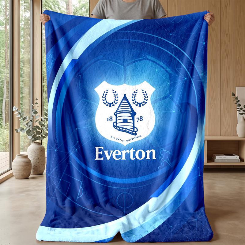 Everton Football Print Flannel Blanket, Soft Warm Lightweight Throw Blanket for Sofa Bed Camping
