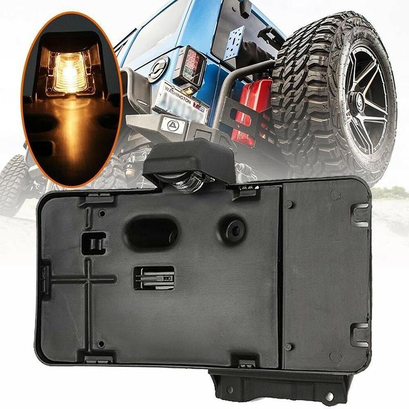 Rear License Plate Holder Bracket with Light for Jeep Wrangler JK JKU Black Car Tag Mounting Frame Exterior Accessories Replacement