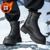 Brand Men's Shoes Winter Couple Boots British Style Men's Leather Motorcycle Boots Increased Height Warm Men Women Cotton Shoes