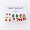 Christmas Snowflake & Bell Earrings Set - Cartoon Drip, Elk & Santa Designs