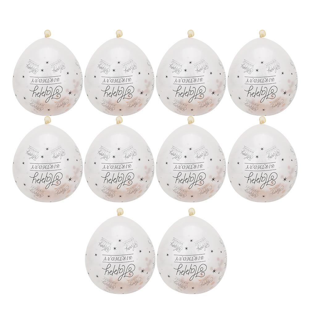 10Pcs Latex Transparent Balloon with Happy Birthday Words for Birthday Party Wedding Anniversary Dec