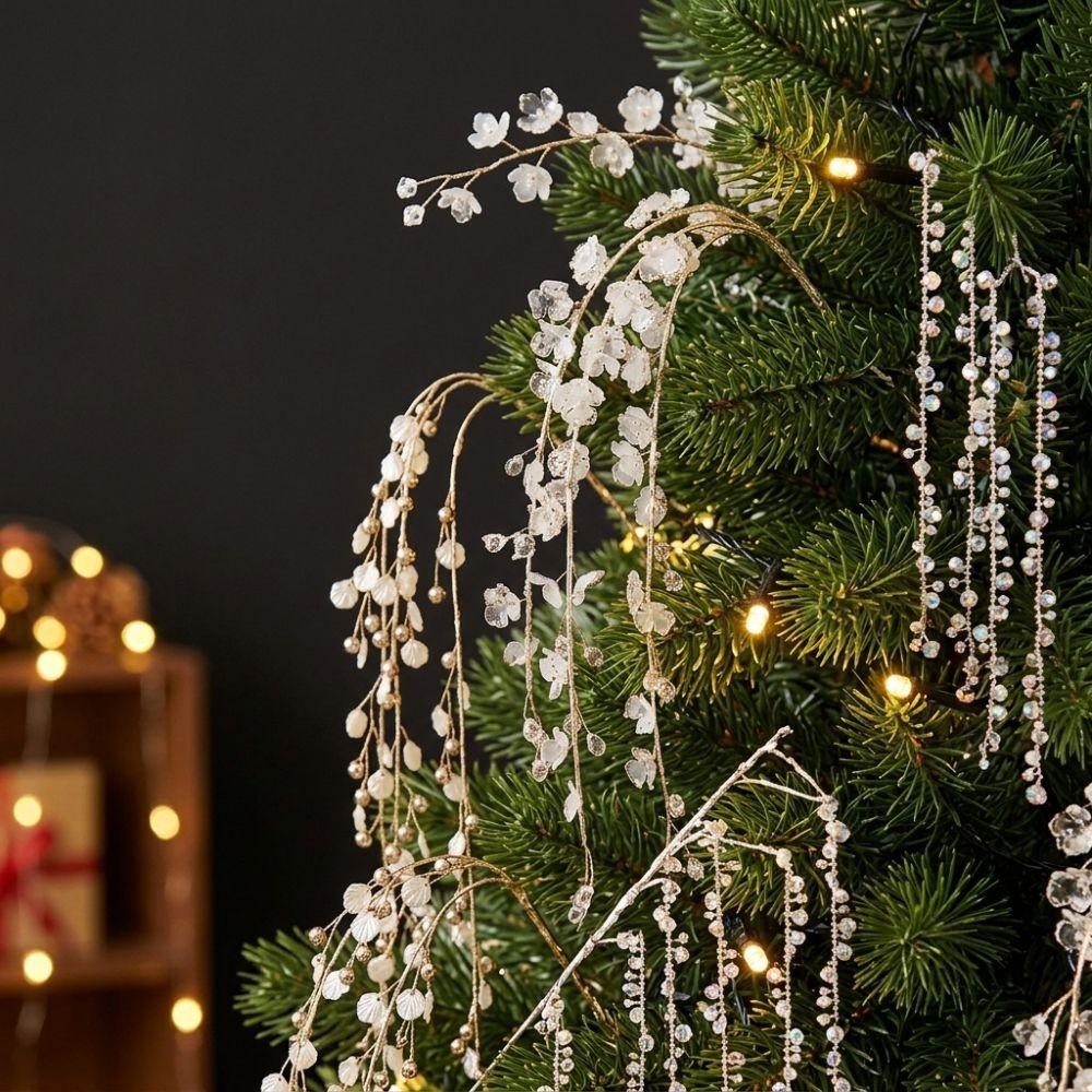 Glitter Finish Christmas Crystal Pick Branch Crystal Dangle Christmas Tree Crystal Pick Wreath