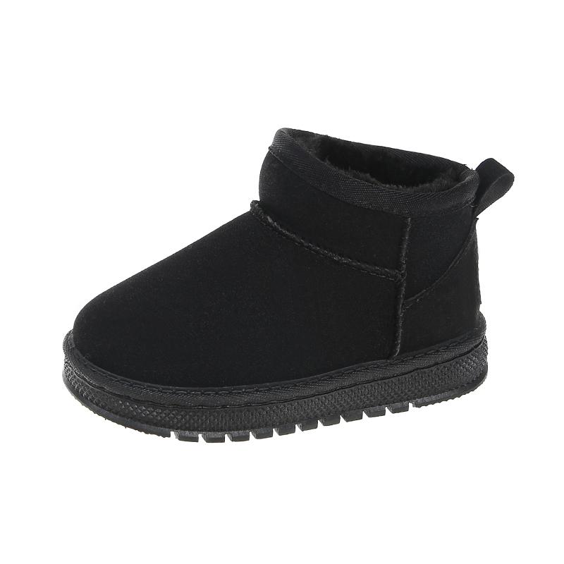 2025 Boys Girls Winter Warm Shoes for Kids Sports Sneakers Fleece-Lined Soft Rubber Sole Anti Slip Retro Frosted Leather Casual